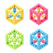 Set of four cube compositions isolated