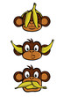 See no evil, Hear no evil, Speak no evil, with bananas.