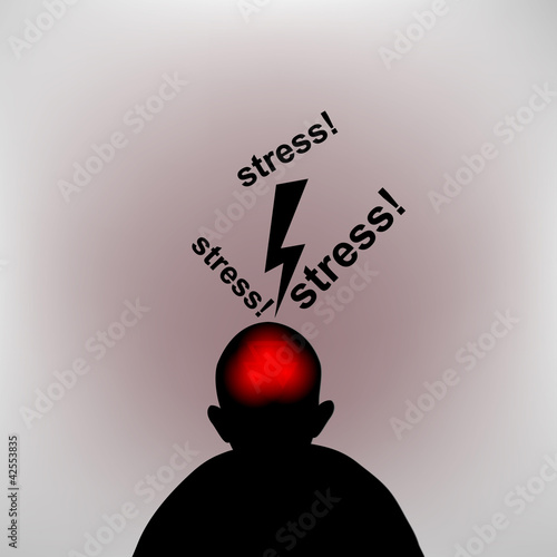 Vector: Headache. Silhouette of human head with flash. Headache. Silhouette of human head with flash.