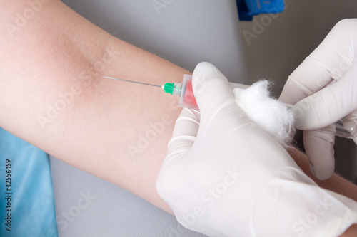 Photo: Drawing blood procedure Drawing blood procedure
