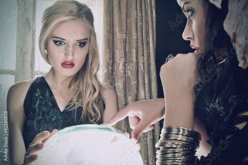 Photo: Fortune teller with her crystal ball Fortune teller with her crystal ball