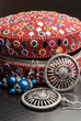 Old indian jewelery box with the earrings.