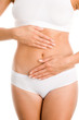Woman touching her stomach