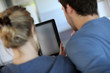 Closeup on electronic tablet screen
