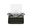 Retro rusty typewriter isolated on white background