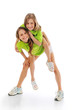 Active sporty girls playing