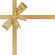 golden present gift bow ribbon isolated on white
