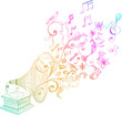 Vector: Vintage Gramophone, Record player with floral ornament Vintage Gramophone, Record player with floral ornament