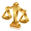 Vector 3d icon of golden justice scales