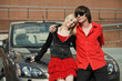 Young couple with a new car