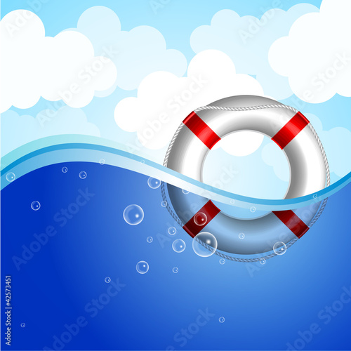 Vector: Vector illustration of Life Buoy in water Vector illustration of Life Buoy in water