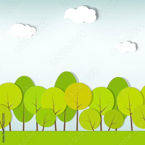 Vector: trees and shrubs. seamless vector pattern trees and shrubs. seamless vector pattern