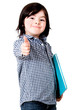 Young student with thumbs up