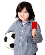 Boy with a red card