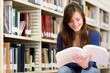 College student at the library