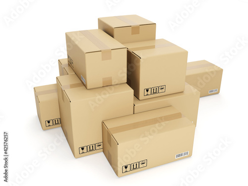 Illustration: 3d illustration: cardboard box on white background 3d illustration: cardboard box on white background