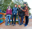 Four friend in skatepark