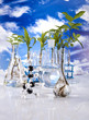 Laboratory  on blue sky background 
