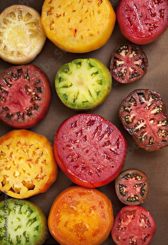 Photo: Colorful Assorted Heirloom Tomatoes Colorful Assorted Heirloom Tomatoes