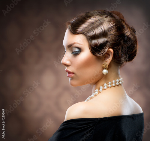 Photo: Classical Retro Style Portrait. Romantic Beauty. Vintage Classical Retro Style Portrait. Romantic Beauty. Vintage