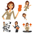 femme d'affaires, logo, illustration, set