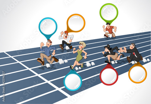 Vector: Cartoon people running. High speed race. Cartoon people running. High speed race.