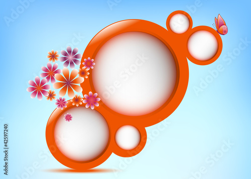 Vektor: Abstract floral frame with butterfly Abstract floral frame with butterfly