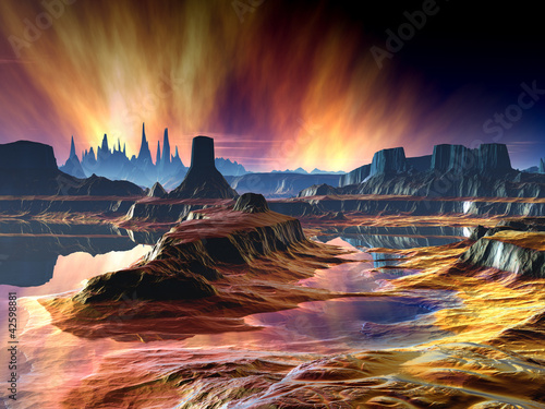 Illustration: Fiery Aurora over Distant World Fiery Aurora over Distant World