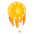 Juicy slice of orange fruit isolated on white background