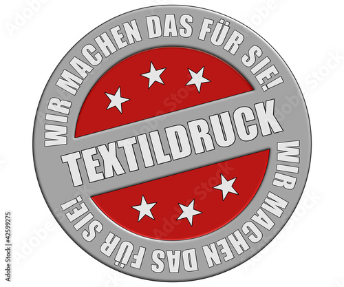 Illustration: Schild graurot rund rt wmdfs TEXTILDRUCK Schild graurot rund rt wmdfs TEXTILDRUCK