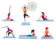 Vektor: Women Practicing Yoga Women Practicing Yoga