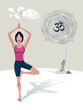 Vektor: Woman Practicing Yoga Tree Asana Woman Practicing Yoga Tree Asana