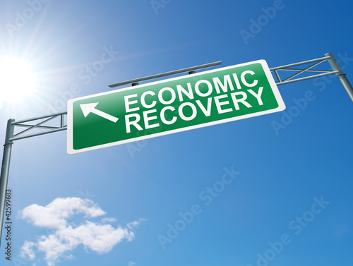 Illustration: Economic recovery sign. Economic recovery sign.