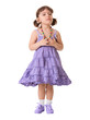 Little dissatisfied girl on a white background