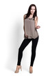 Photo: Beautiful woman wearing beige blouse Beautiful woman wearing beige blouse