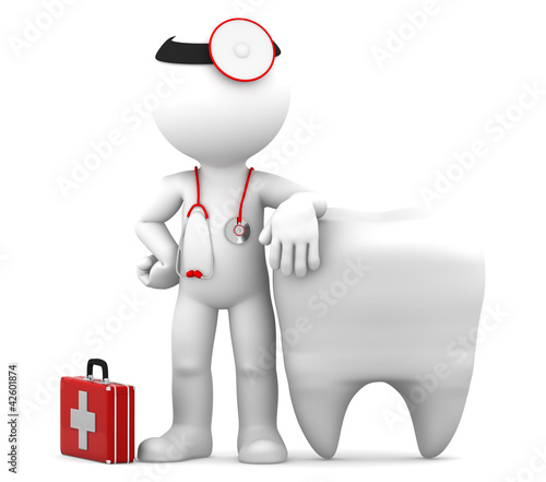 Illustration: Dentist and Teeth. Isolated Dentist and Teeth. Isolated