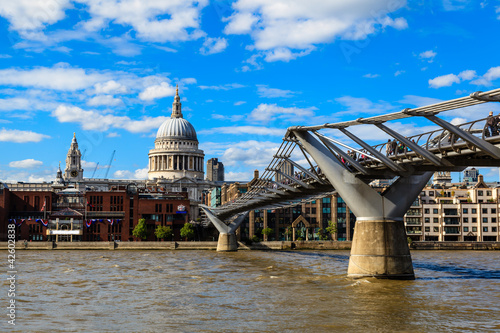 Photo: Millennium Bridge and Saint Paul's Cathedral in London, United K Millennium Bridge and Saint Paul's Cathedral in London, United K