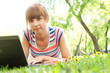 Photo: portrait of a woman witha laptop portrait of a woman witha laptop
