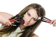 The beautiful girl with brushes for a make-up
