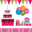 vector of the birthday cake, gifts