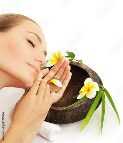 Photo: Beautiful face with flowers Beautiful face with flowers