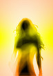 Female silhouette against colour background