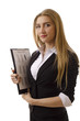Female Executive Holding Clipboard - Isolated