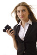 Confident Businesswoman Holding Cell Phones - Isolated
