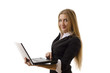 Confident Businesswoman Using Laptop - Isolated
