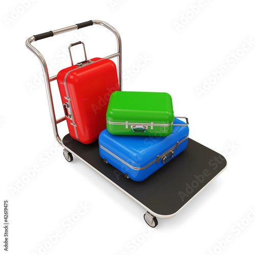 Illustration: Service Cart with Luggage on white background Service Cart with Luggage on white background