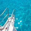 Balearic blue clean turquoise water from boat bow