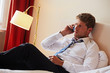 businessman in a hotel room