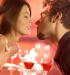 Couple kissing on romantic date