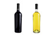 Red and white wine bottles isolated